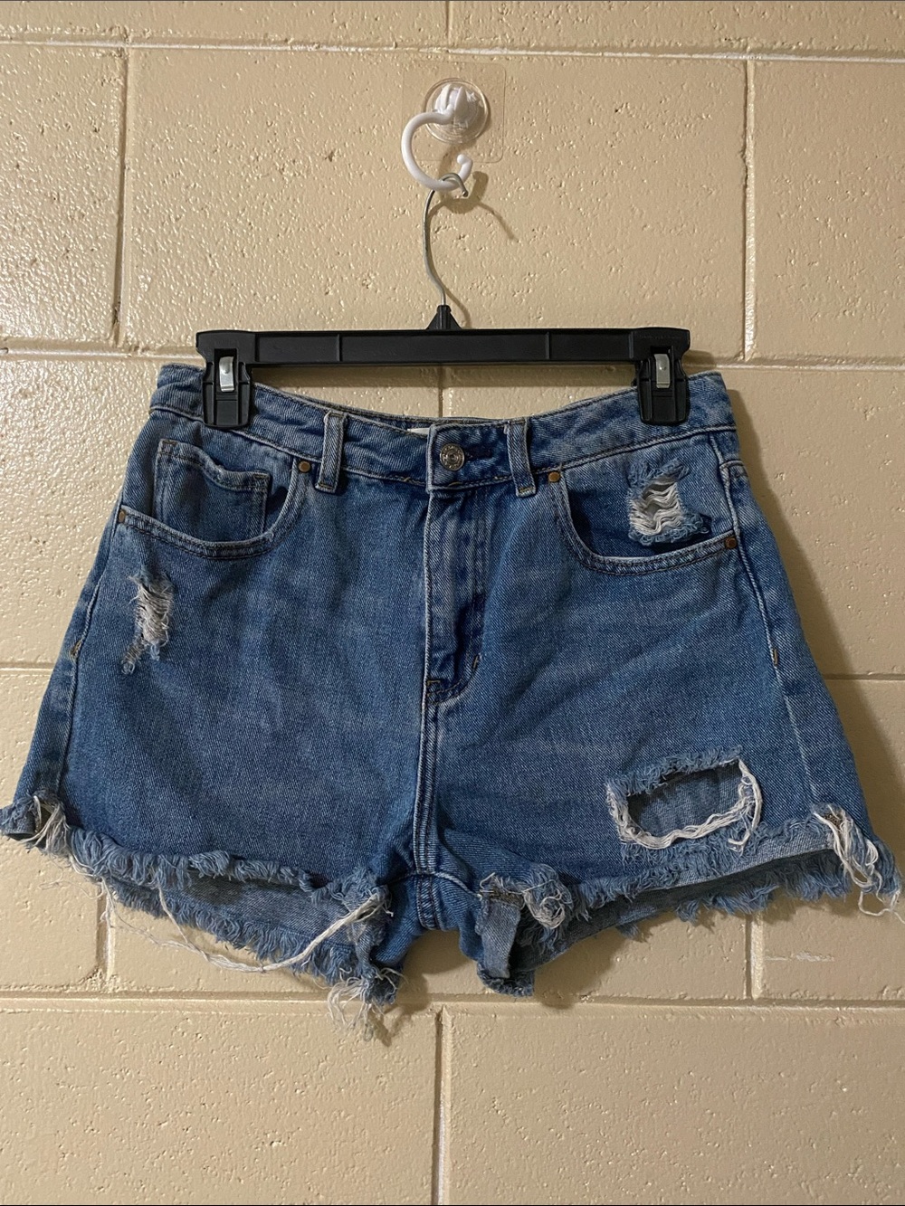 PacSun Medium Blue Distressed Denim Jean Shorts